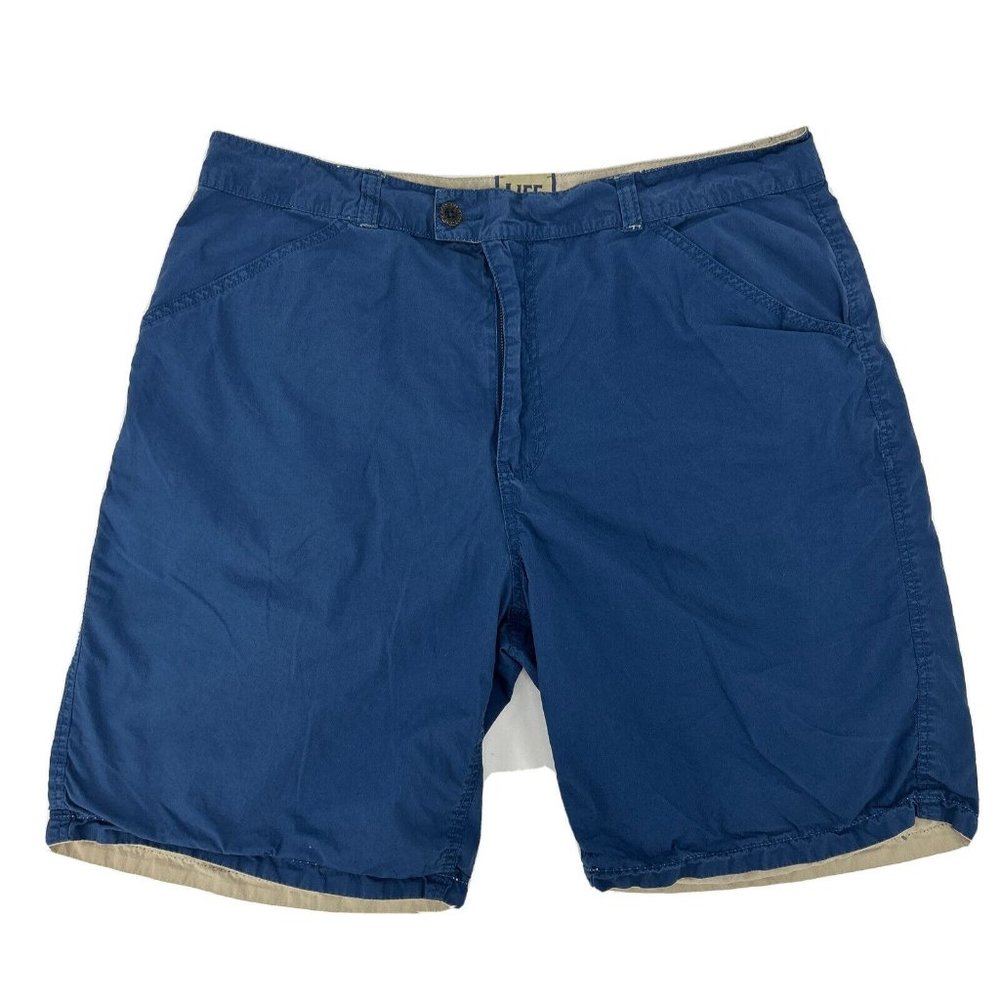 Life is Good Shorts Men's 40 Blue Versa‎ Shorts Flat Front Reversible 9" Inseam